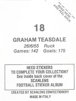 1984 Scanlens VFL Stickers #18 Graham Teasdale Back